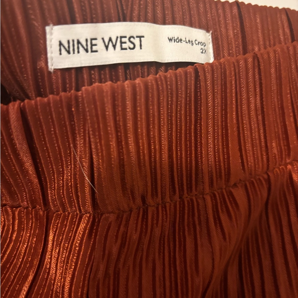 Nine West Rust Wide Leg Pleated Pants - Picture 2 of 5